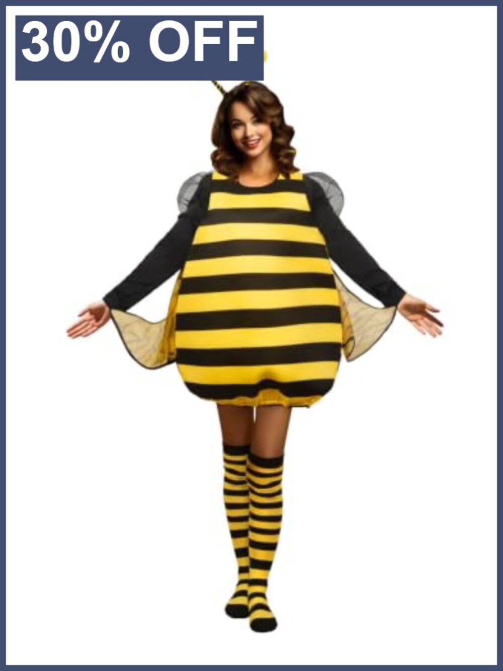 Women's Bumble Bee Costume Set with Headband, Wings & Antennae